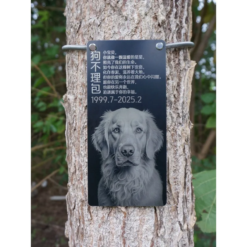 Pet tree burial monument custom-engraved photo exclusive design eternal miss cats, dogs, animals, cemetery