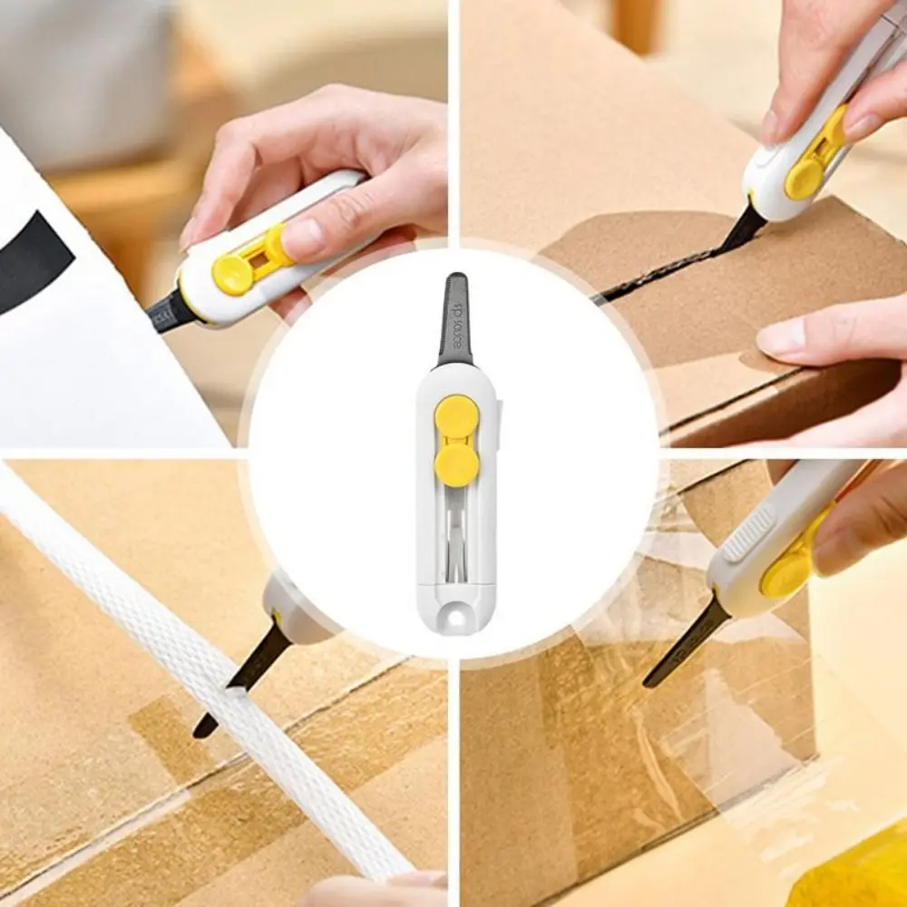 2Pcs Magnetic Courier Opening Cutter Retractable Self-locking Rebound Cartons Box Opener Safety ABS Mini Utility Cutter