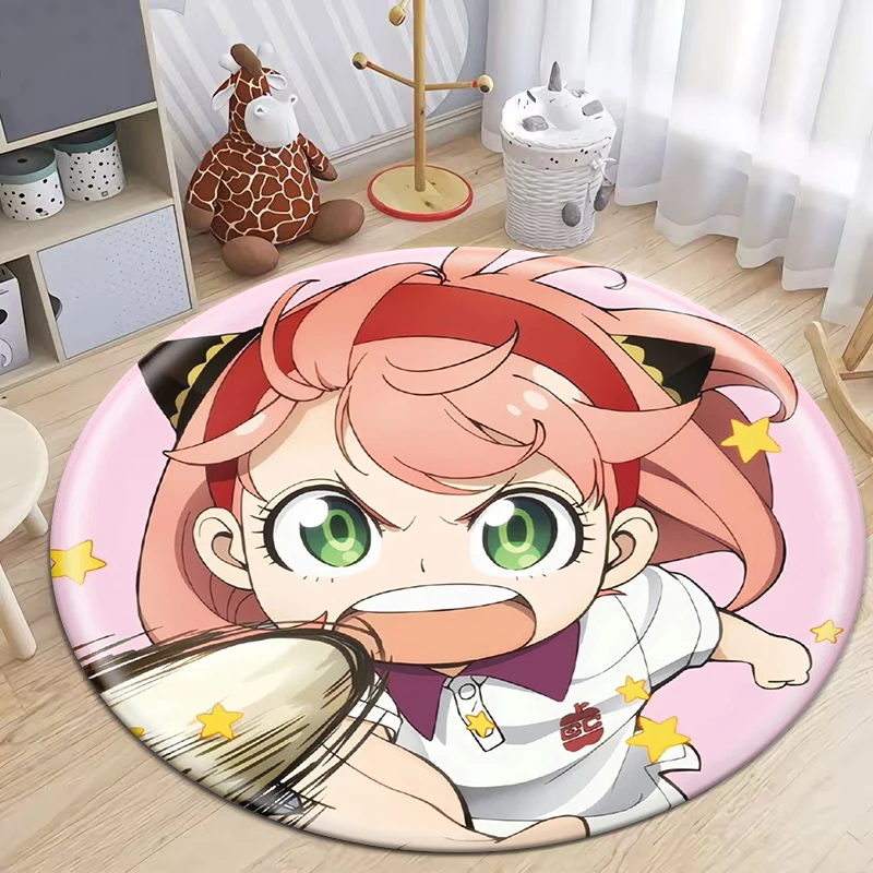 S- SPY×FAMILY Japanese Anime Cute Anya Forger Print Round Carpet.Bedroom,Balcony,Entry Door,Chair Non-slip Mat.Gift,Picnic,Rug