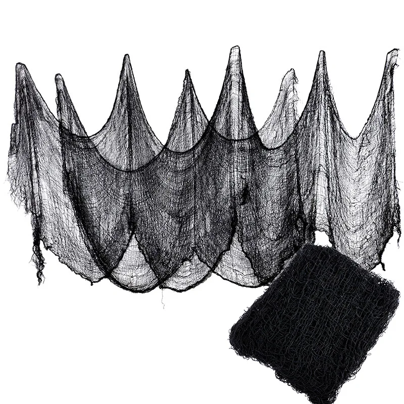 2/4m Horror Halloween Dekoration Schwarze Gaze Künstliche Spinnennetz Für Spukhaus Halloween Party Home Decor Scary Szene prop