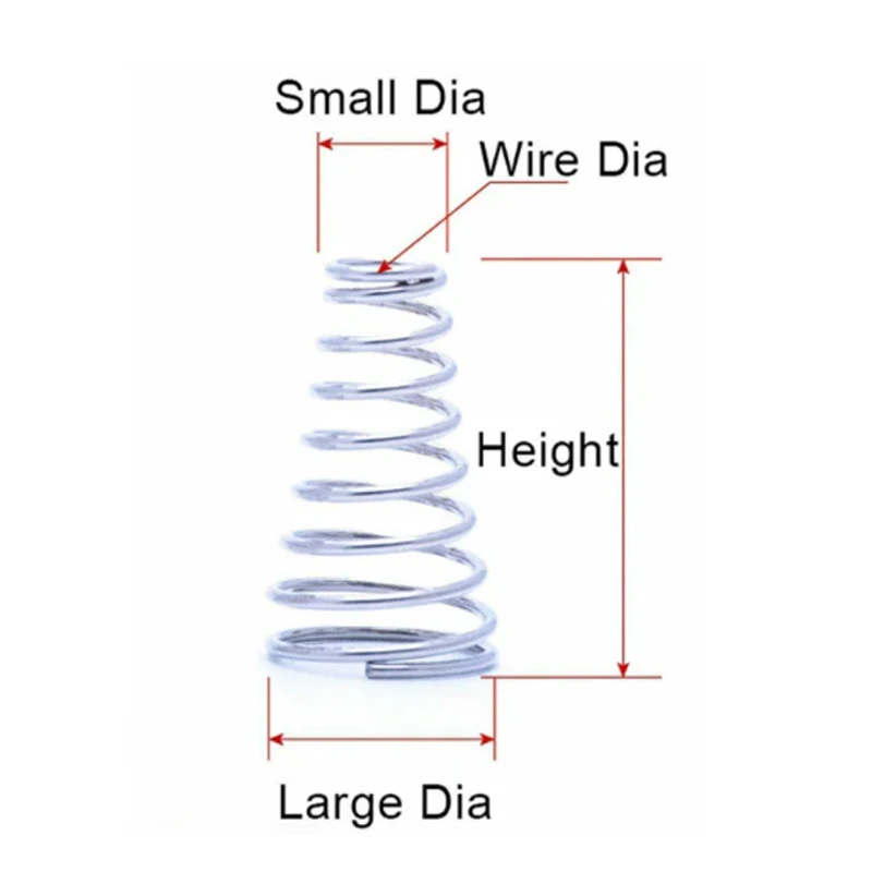 304 Stainless Steel Tower Conical Spring Cone Compression Springs Taper Pressure Spring Primavera