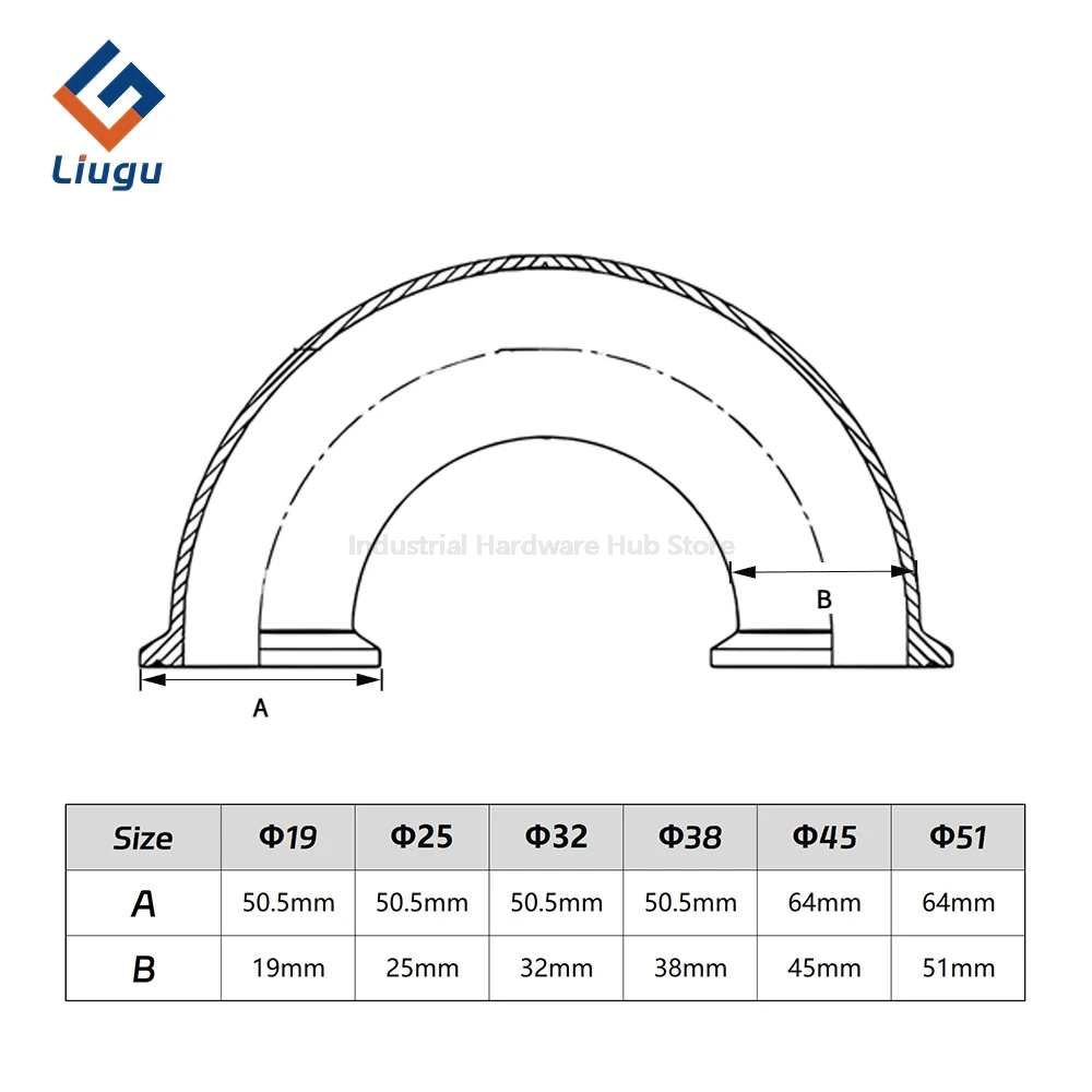 U-förmiges Rücklauf-Bogen-T-Stück, Sanitär-Tri-Clamp aus Edelstahl 304, 19–51 mm Außendurchmesser, 3/4 Zoll – 2 Zoll Zwinge, 3-Wege-Splitter für selbstgebrautes Bier – Detail 13