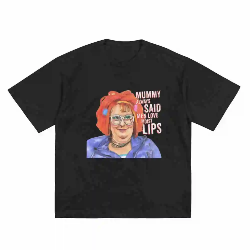 Linda La Hughes Moist Flirt Innuendo Naughty Dirty Thirty Lips Short Sleeve Tee 100% Cotton T-Shirt