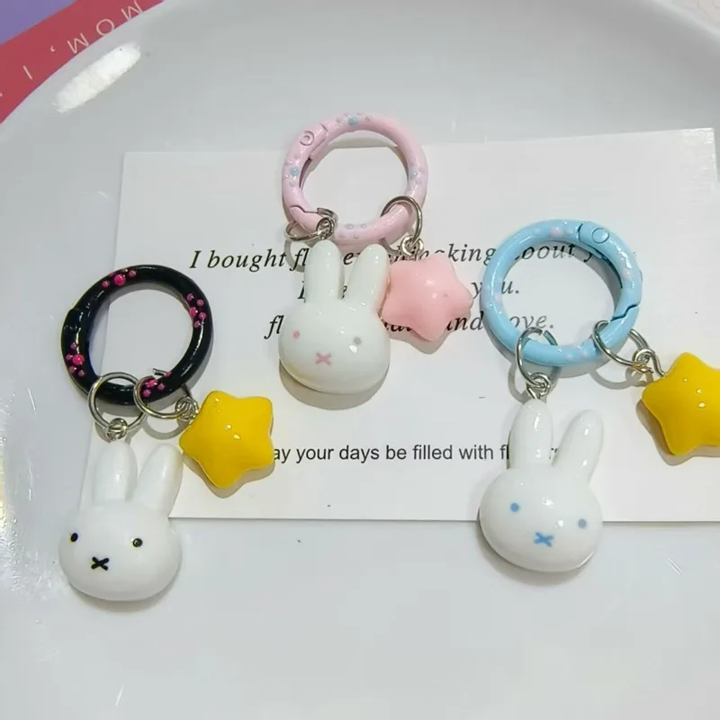 

New Kawaii Miffy Rabbit Star Keychain Super Cute Five Pointed Star Cartoon Bag Pendant Accessories Children's Gift Toys