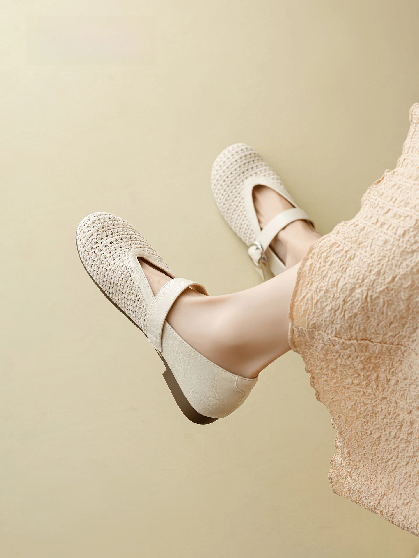 

Agsdon Ballet Flat Sandals Women's Mary Janes Slip-On Casual Style Flat Bottom Casual Fashion Summer Shoes PU Lined PVC Outsole