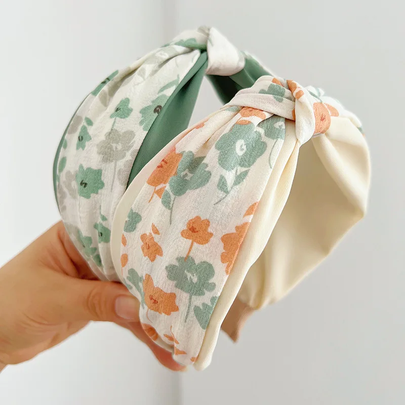 

Fashionable Printed Cross Knot Headbands Women Thick Comfortable Stable Wide Design Matching Daily Parties Travel Christmas