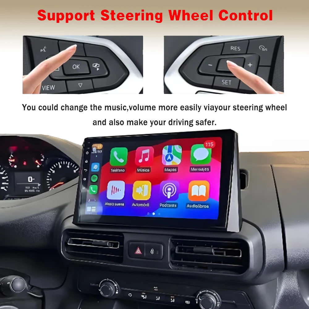 Radio Multimedia para Auto con Android 16 para Citroen Berlingo 2019, Peugeot Partner Rifter 2020, para Opel Combo, CarPlay, Auto DSP, BT 5