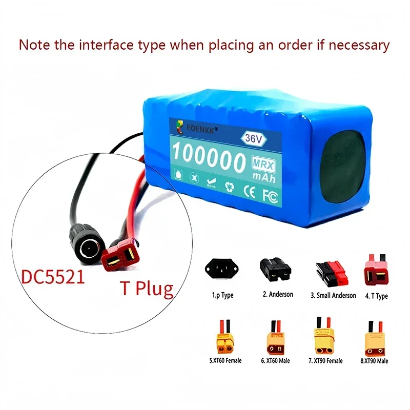 EOENKK 36V10S4P 100Ah Electric Scooter Electric Scooter Battery 36v100000mAh Electric Scooter Lithium Battery 18650 battery pack