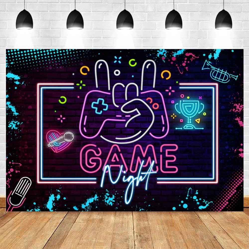 Video Games Backdrop Gamepad Gaming Controller Game On Level Up Gamer Boys Men Game Night Party Birthday Photography Background