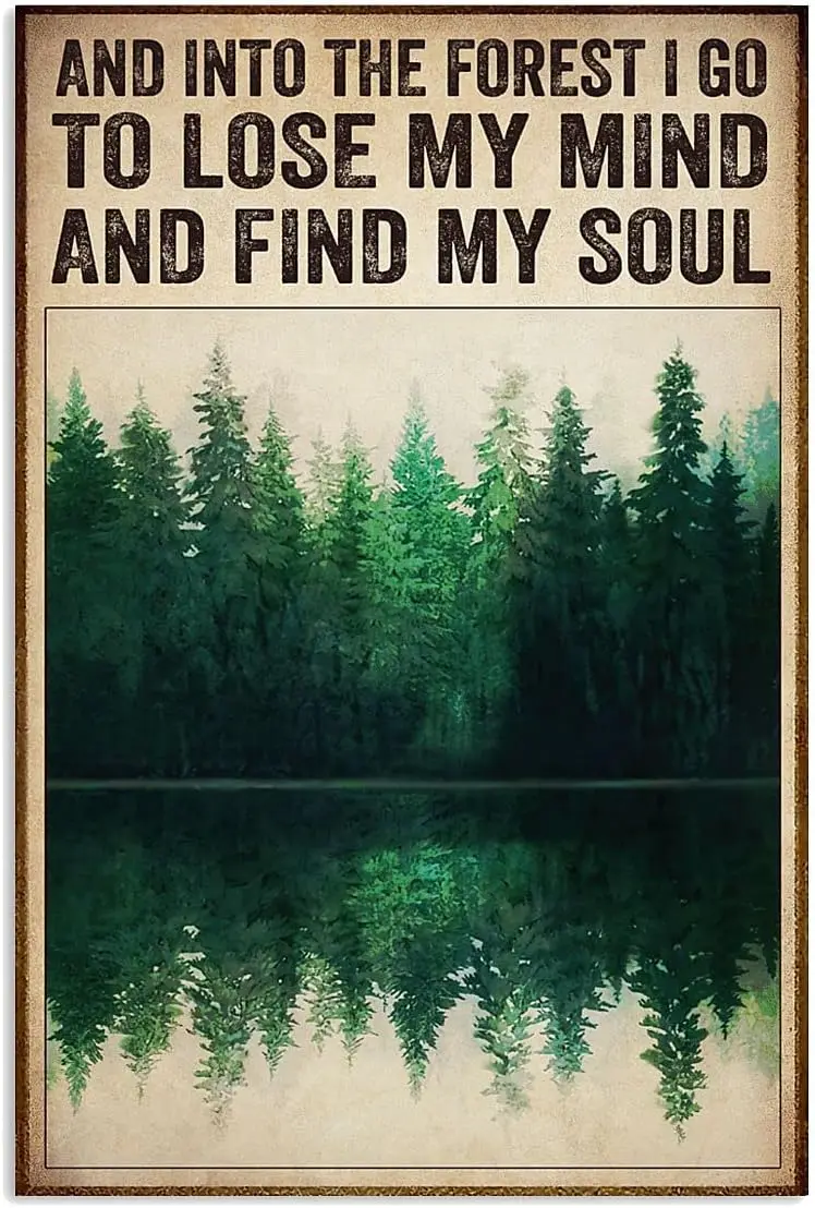 Into The Forest I Go To Lose My Mind Library Cafe Living Room Kitchen Bathroom Home Art Wall Decoration Plaque Gift