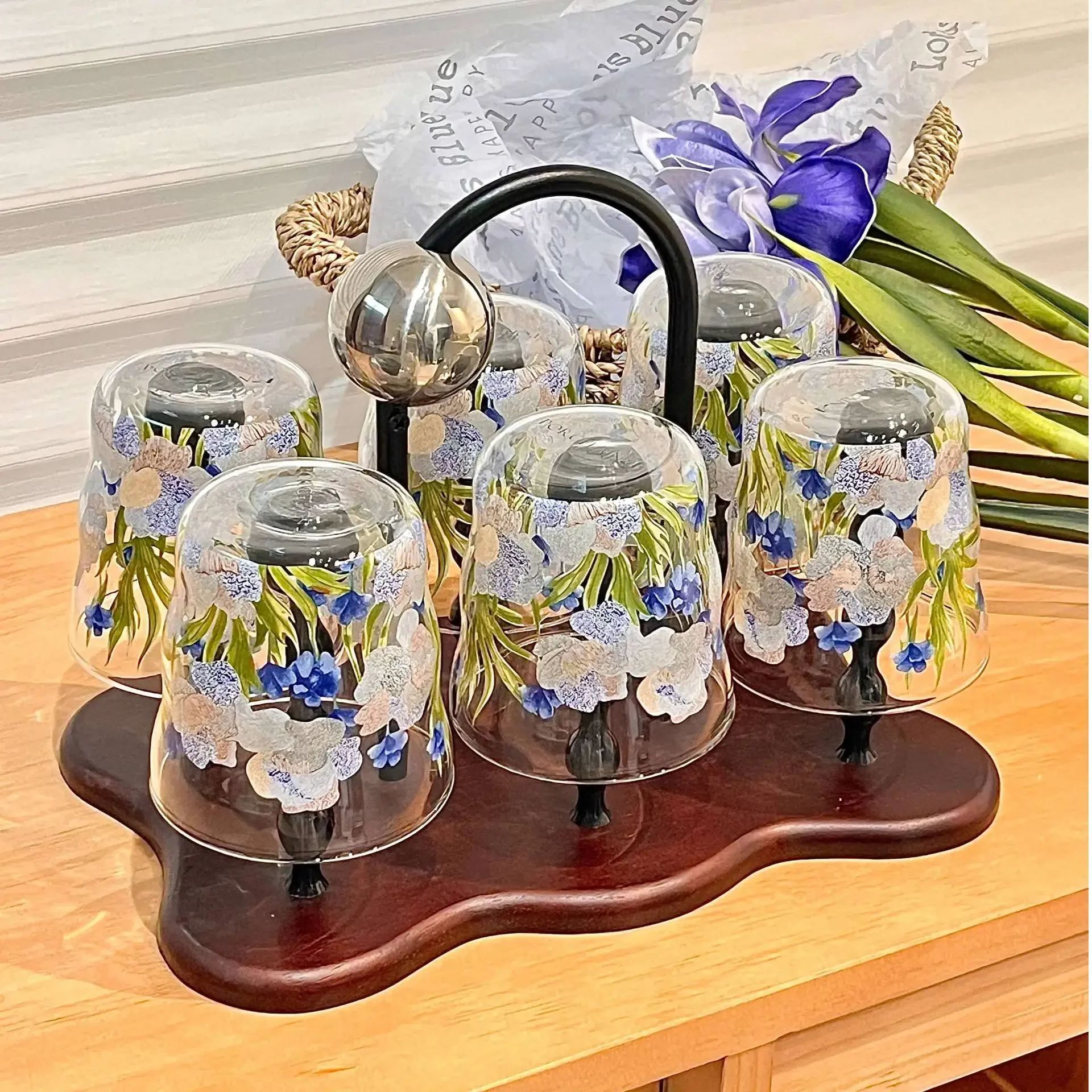 Bulk Ins Style Glacier Printed Borosilicate Cup Heat Shock Resistant Explosion Proof Coffee Drink Glass