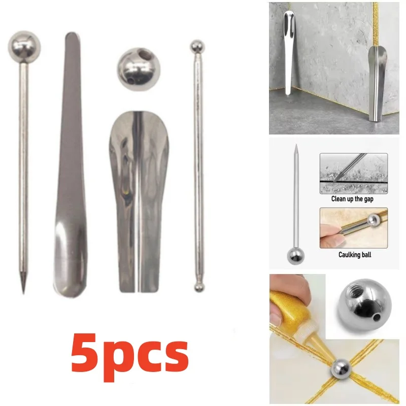 5 Pcs Steel Wall Putty Knife Scraper Ceramic Tile Beauty Seam Agent Yin Yang Corner Shovel Remover Pressure Seamer Hand Tool
