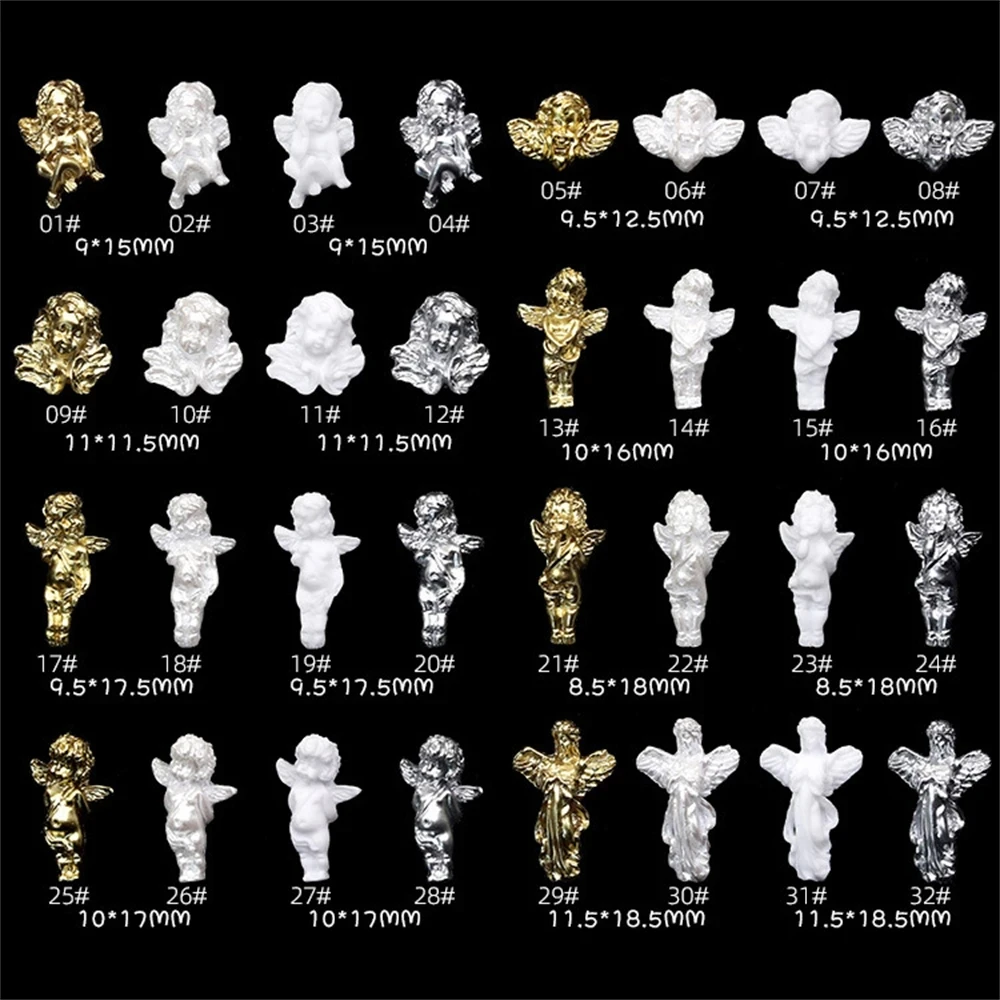 10Pcs 3D Baroque Angel Baby Nail Art Decoration Classical Pearl Resin Cupid Manicure Charms Part Jewelry Design Nail Accessories