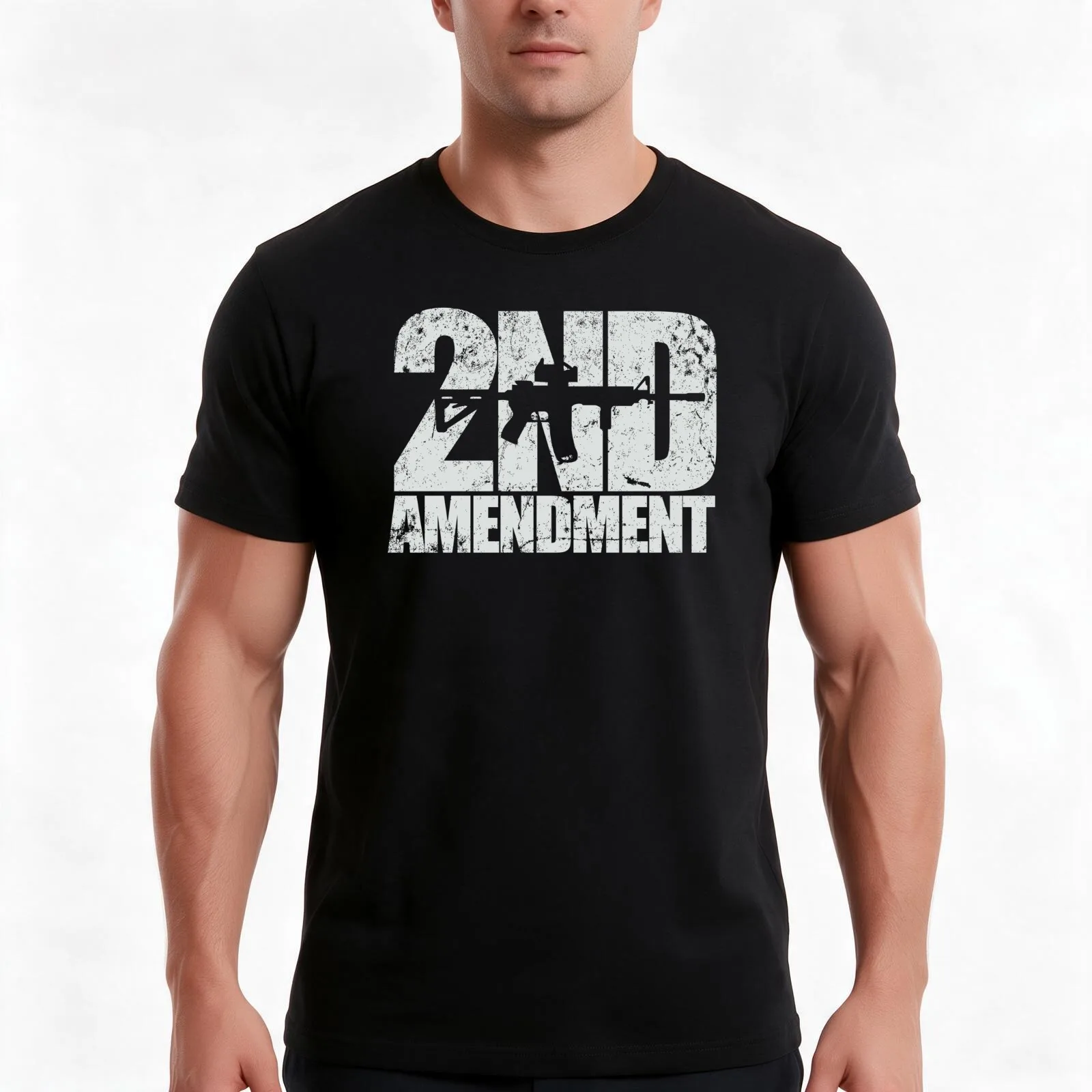 2nd Amendment with rifle T-Shirt, Summer Casual Cotton Tee, Oversized Streetwear Tops, Vintage Graphic Print, Unisex Men Women