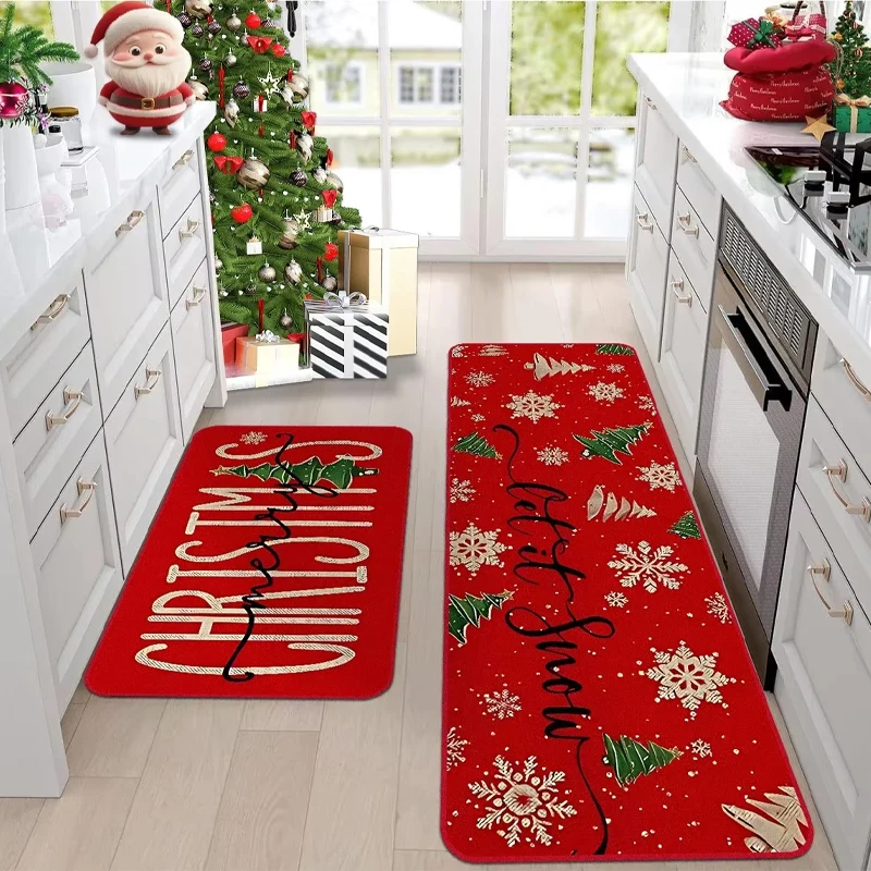 

Kitchen Floor Mat Long Rug Christmas Themed Non-slip Carpet Home Decoration Anti-slip Foot Mats Wear-resistant 주방바닥매트