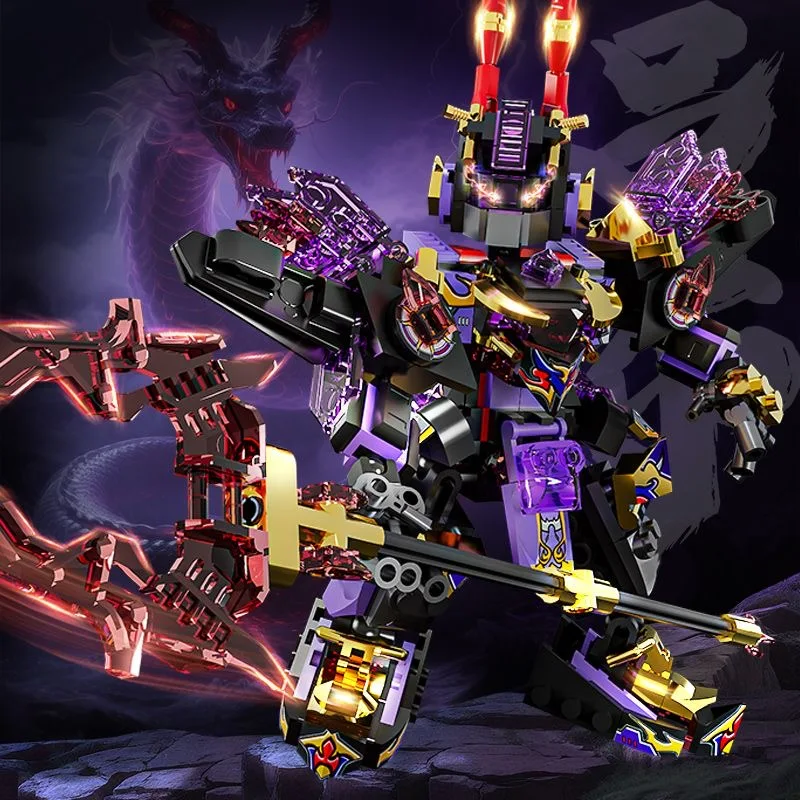 スーパーヒーローメカ戦士ビルディングブロックパープル呂布ロボットモデルDIYアクションフィギュア男の子誕生日クリスマスプレゼント子供のおもちゃ