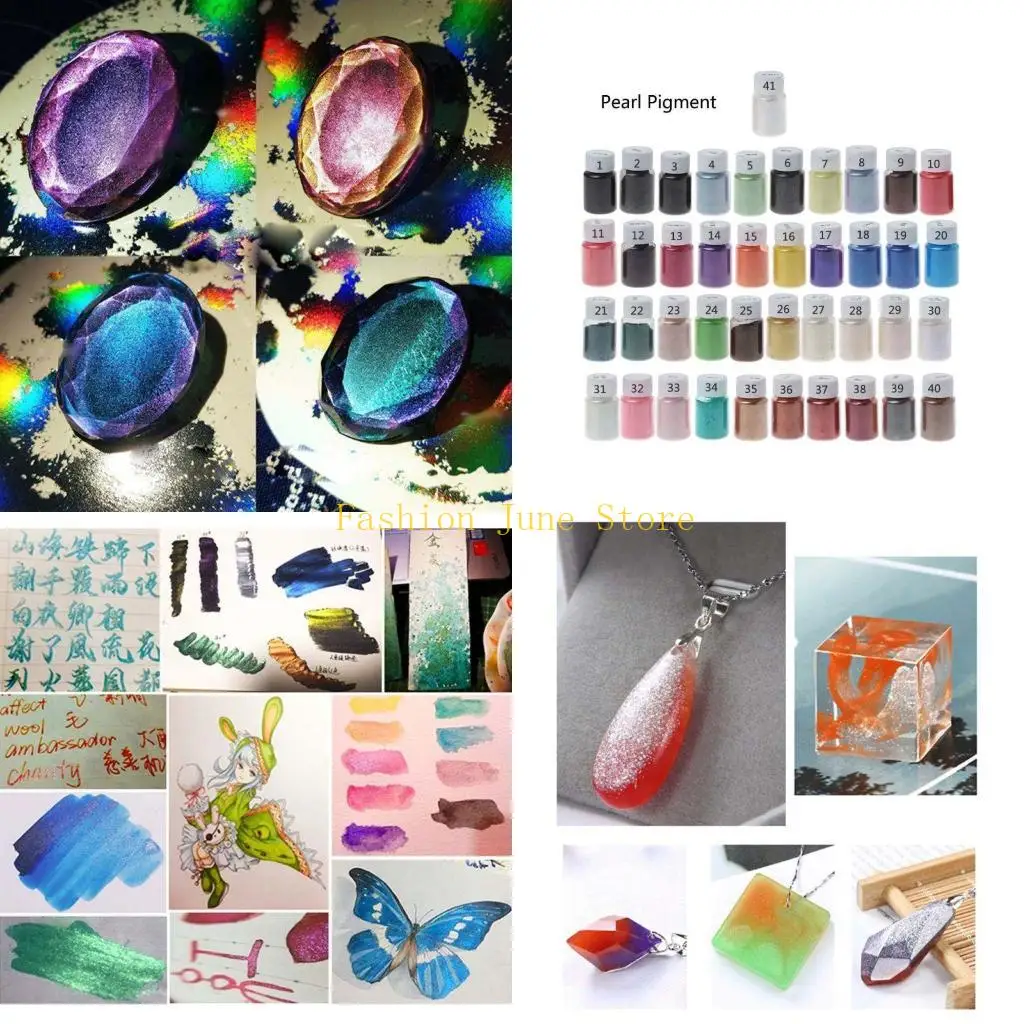 

N5KA Pearl Pigment Set Colorful Natural Mineral Mica Powder for Soap Making Cosmetics