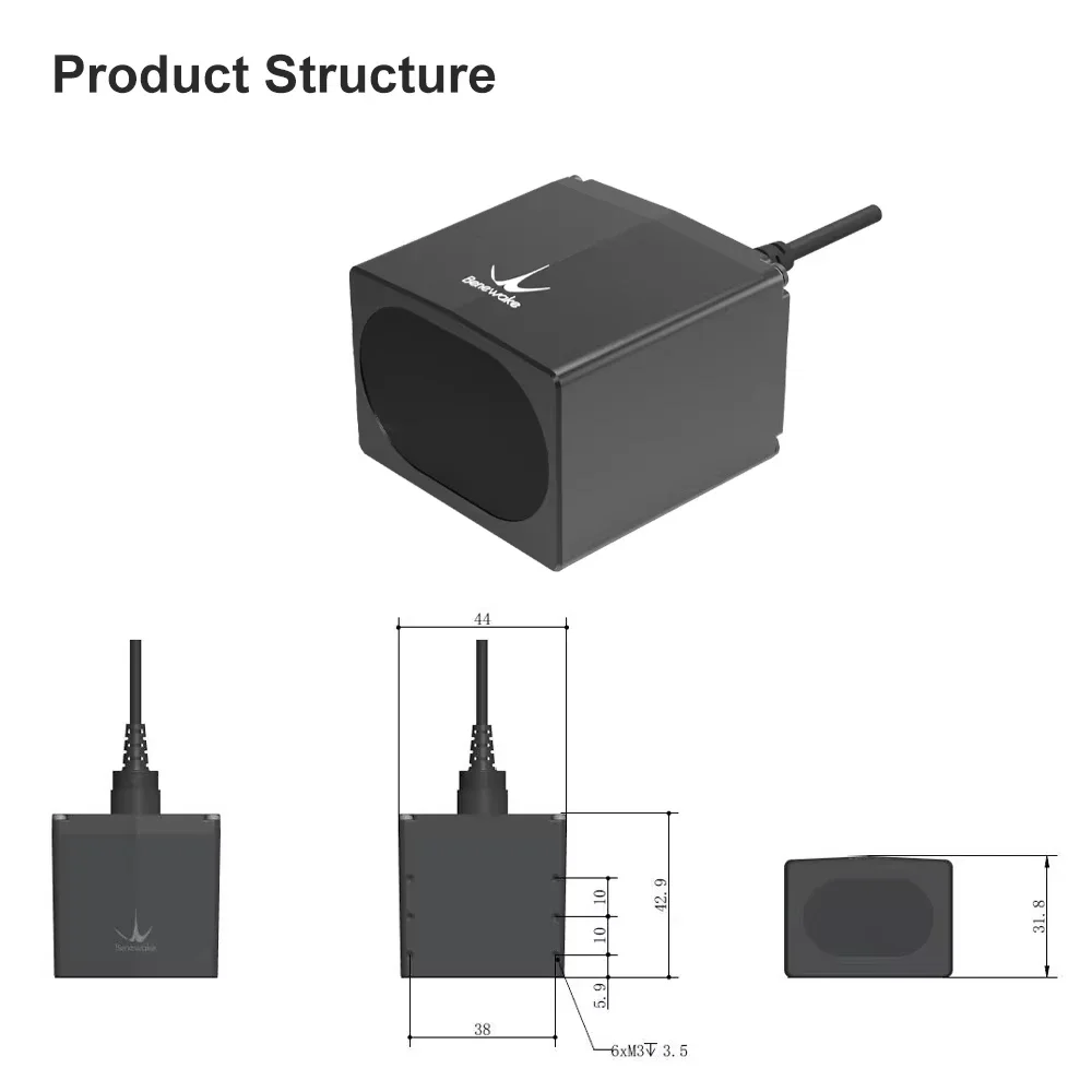 Benewake TF03-100 LIDAR センサー IP65 100m 範囲 10KHz RS485/RS232 屋外ロボット & 産業オートメーション用
