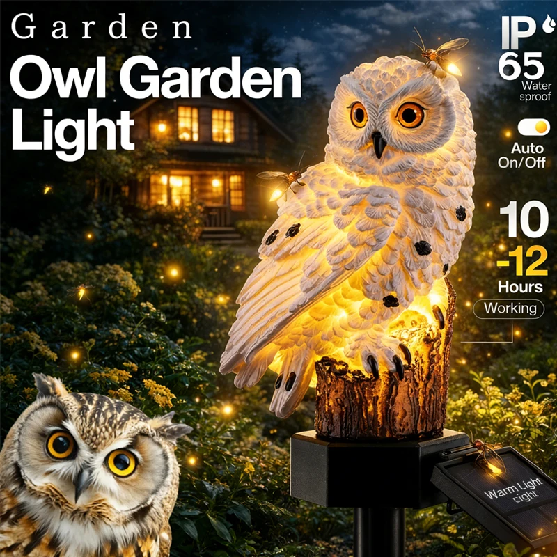 Solar Owl Ground Light LED Outdoor Courtyard Lamp Garden Light Waterproof Stake Light Pathway Decor Solar Patio Ground Lantern