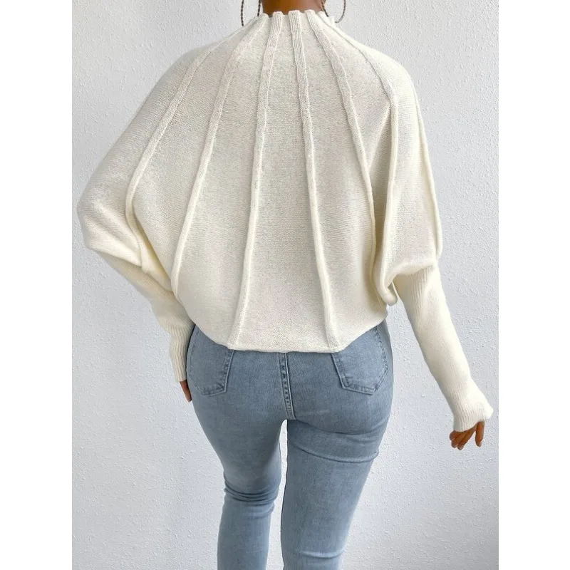 Solid Color Joker Knitted Bat Sleeve Sweater