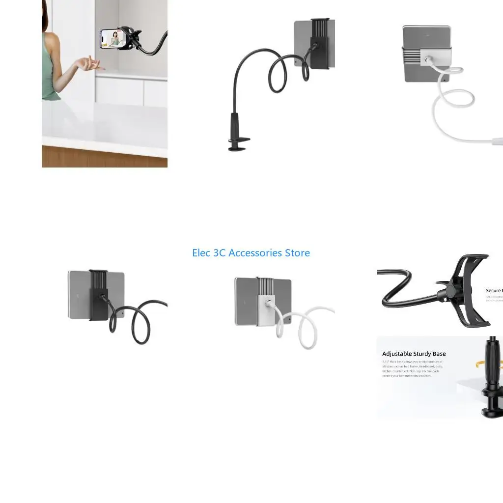 Y51A Tablet Holder Stand for Bed with Adjustable Arm and Detachable Clips for Multiple Devices Convenient Use