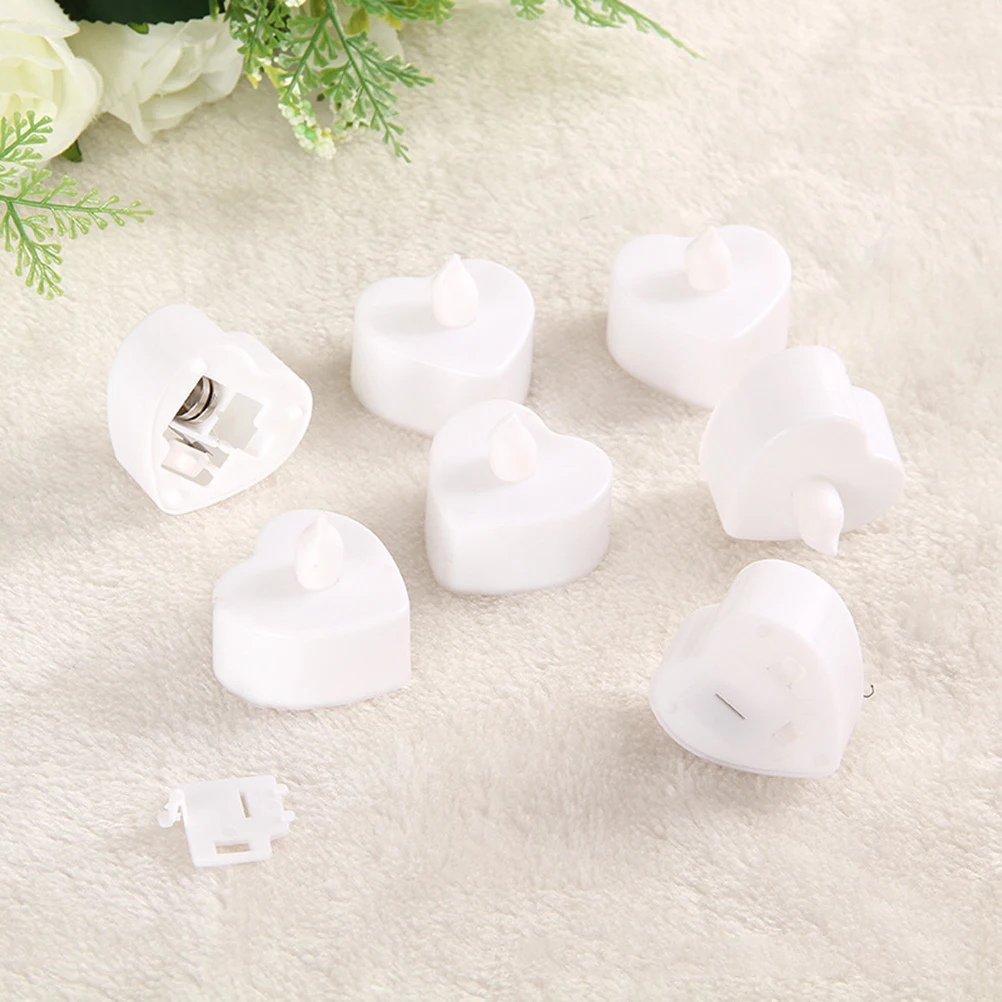 

Heart Shaped LED Candles Wax Decoration Flashing Lights White Lamps for Wedding Party Eco Friendly Safe Use Long Lasting