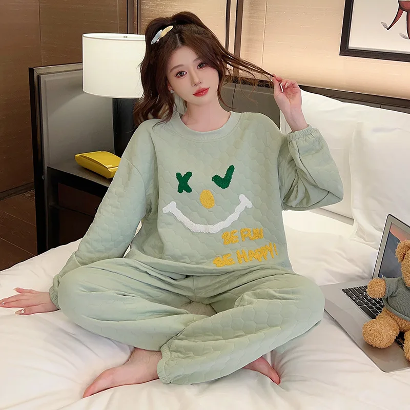 

Plus Size 5XL Pajama Set Autumn Winter Thickened Insulation Cotton Sleepwear Sweet Rabbit Loungewear Intimate Lingerie Home Wear