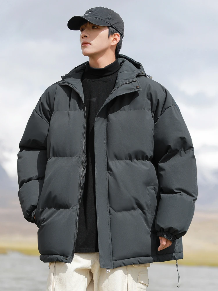 

Oversize Cotton Jaet for Men Outdoor Warm Thiened Winter Clothes Loose Fit Big Size Couples Matching Hooded Parka