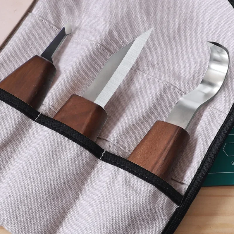 Woodworking Carving Knife Set with Storage Bag Carpenter Handmade Wood Carving Knife Comfortable Grip Durable Woodworking Tools