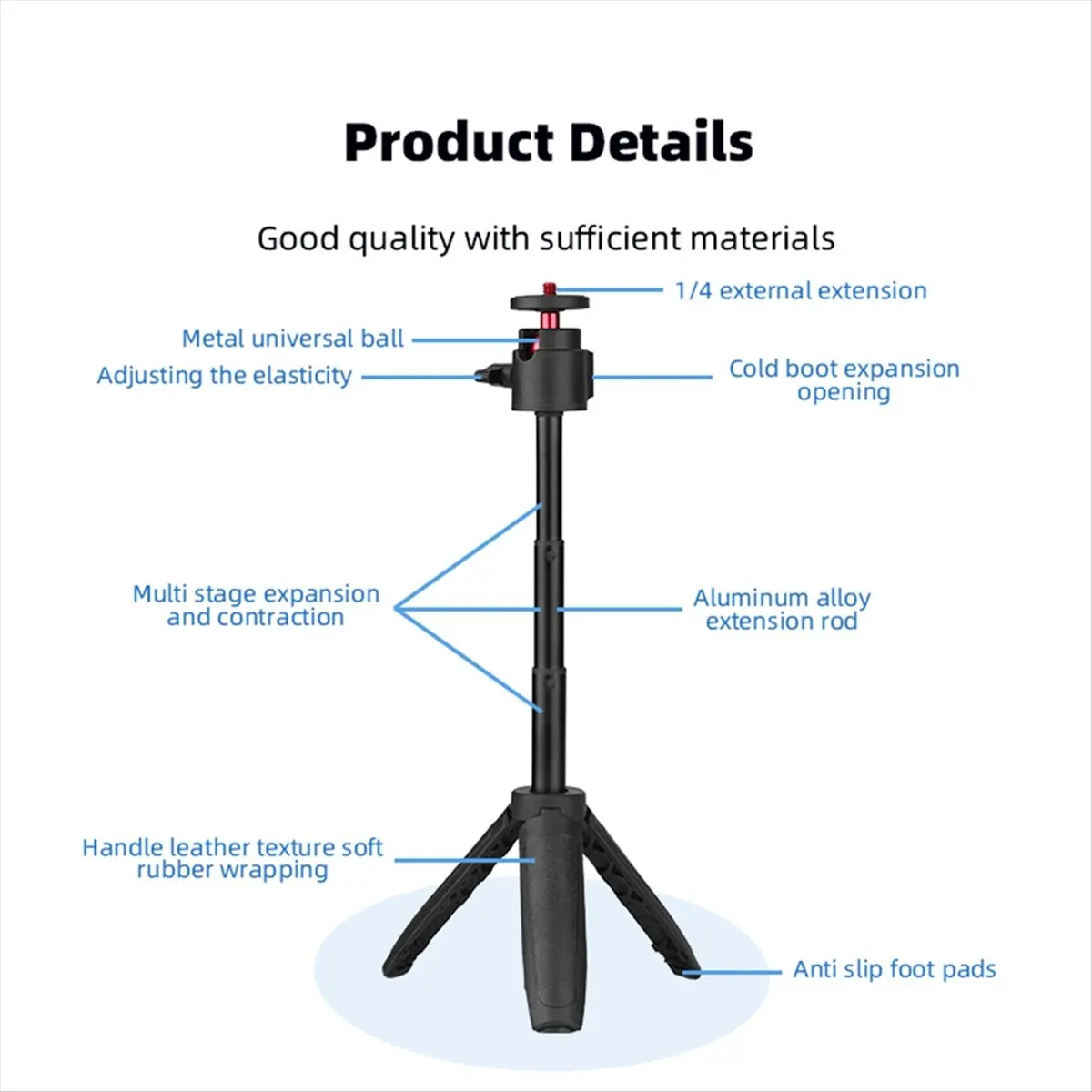 ABAN Aluminum Portable Extend Selfie Stick Tripod for 3 Handheld Gimbal Phone Stabilizer Holder Stand Base