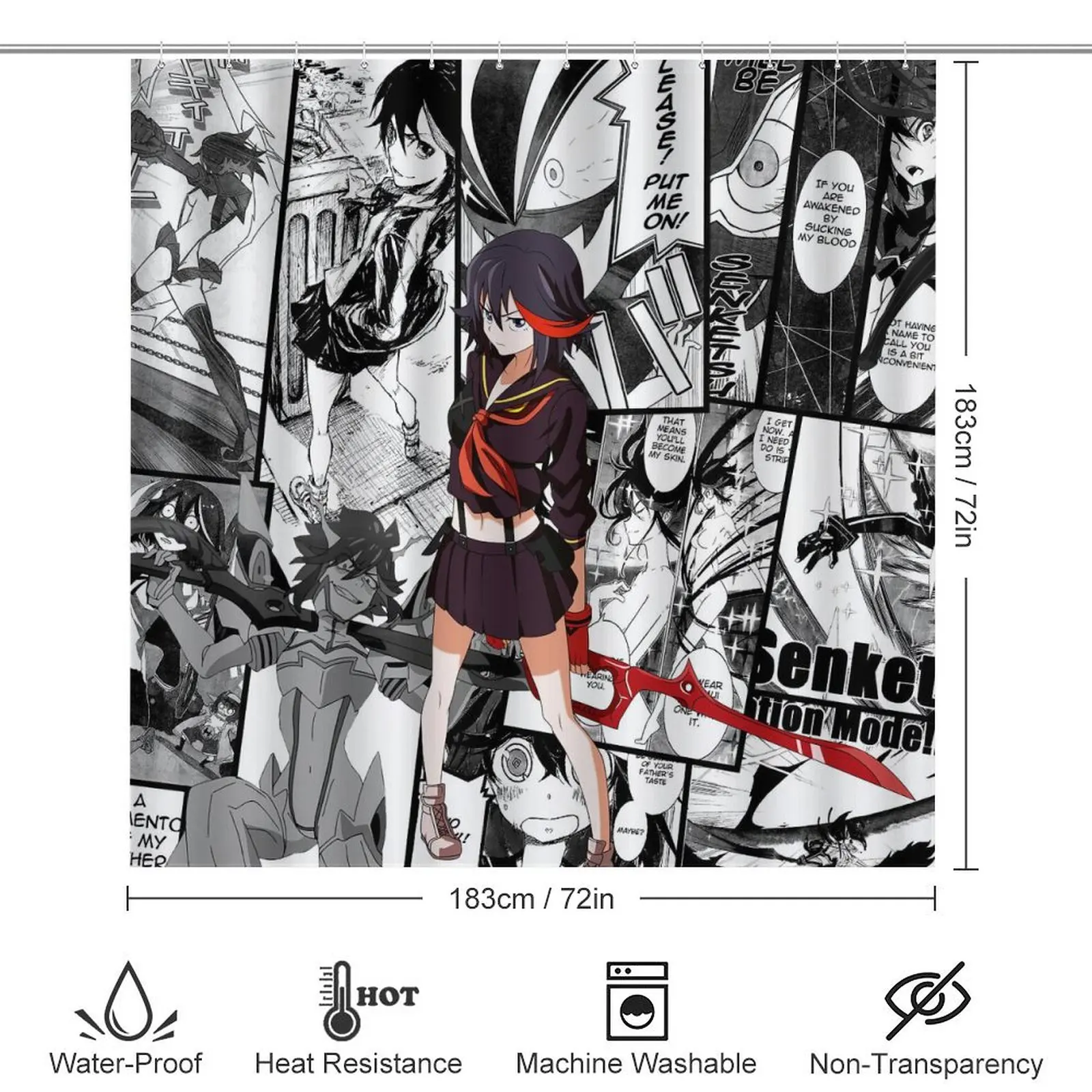 Anime character printed shower curtain Modern non-slip carpet shower curtain Waterproof polyester home decor 180