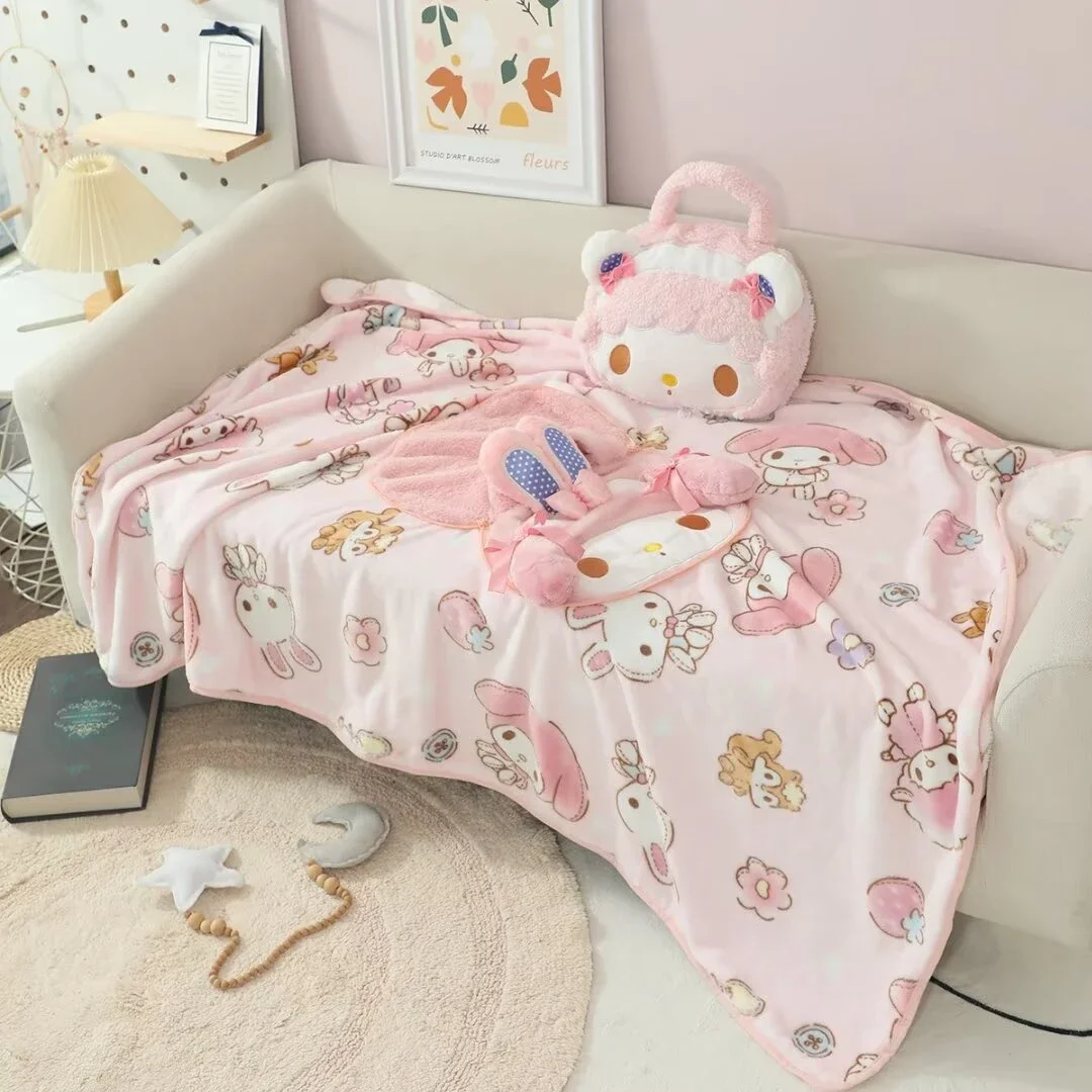 

Новинка, портативное дорожное одеяло Sanrio, милое пианино My Melody, ручное одеяло, одеяло для сна в офисе и на самолете, мультяшное одеяло для сна, подарок для девочек и детей