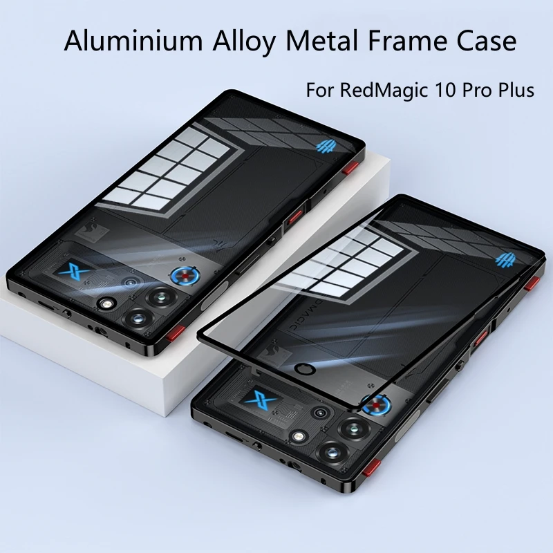 

For Red Magic 10S Pro Plus Case Aluminium Alloy Metal Frame Case For Nubia RedMagic 10 Pro Transparent Phone Acrylic Back Cover