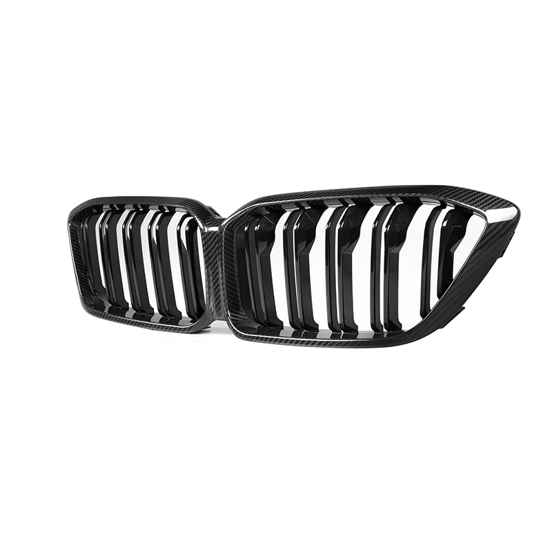 Replacement Front Bumper Hood Kidney Grille Dry Carbon Fiber+ABS Dual Line Sport Racing Grill For BMW F87 LCI M2C 2019-2022