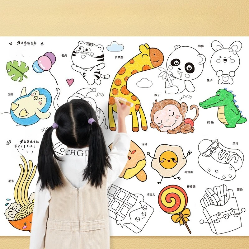 

Свиток граффити, раскраска, свиток, животное, мультфильм, длинный свиток, большой холст, утолщенная пустая бумага, можно обрезать