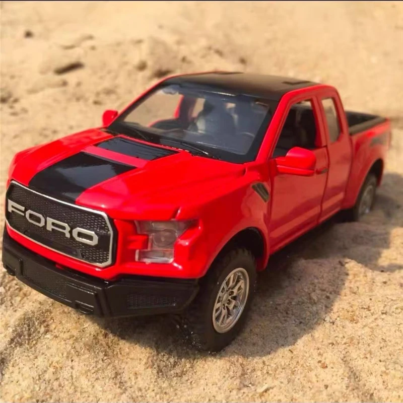 1:32 ford raptor f150 captador veículo off-road diecast liga de metal modelo carro som luz puxar para trás brinquedos amor