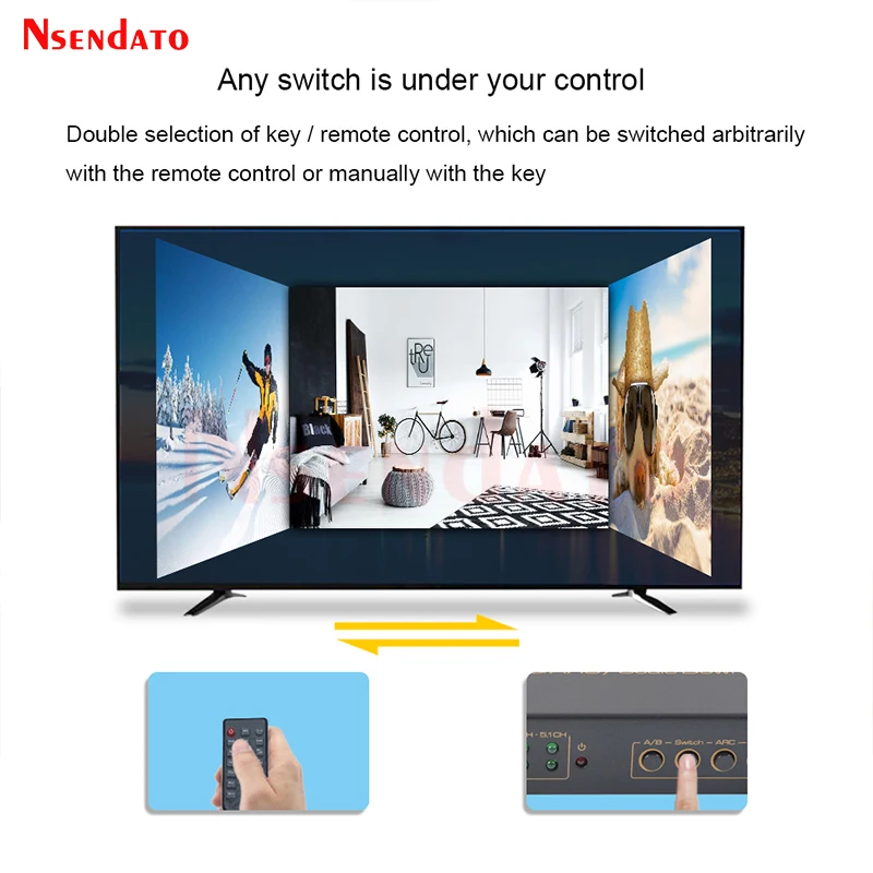 4 × 2 hdr hdmiマトリックススイッチ4 18k 60 60hz 4で2アウトhdmiスプリッタスイッチャーオーディオ抽出アークaux spdifスケールダウンPS3ためPS4テレビdvd