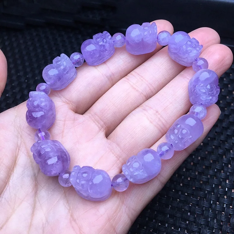 

Rough Stone Amethyst Pi Xiu Bracelet Women's Single Circle Fashion Small All-Match Carved Bracelet Ornament Simple