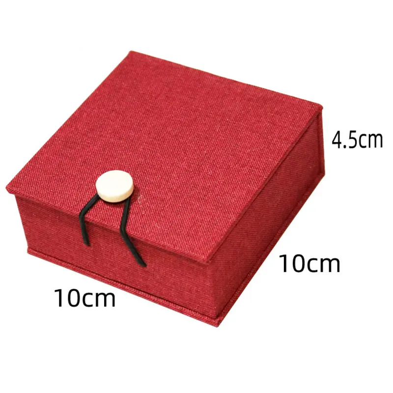 12pcs/Lot Classical Linen Wooden Buckle Jewelry Square Box For Pendant Buddha Bead Bracelet Necklace Gift Packaging Cases