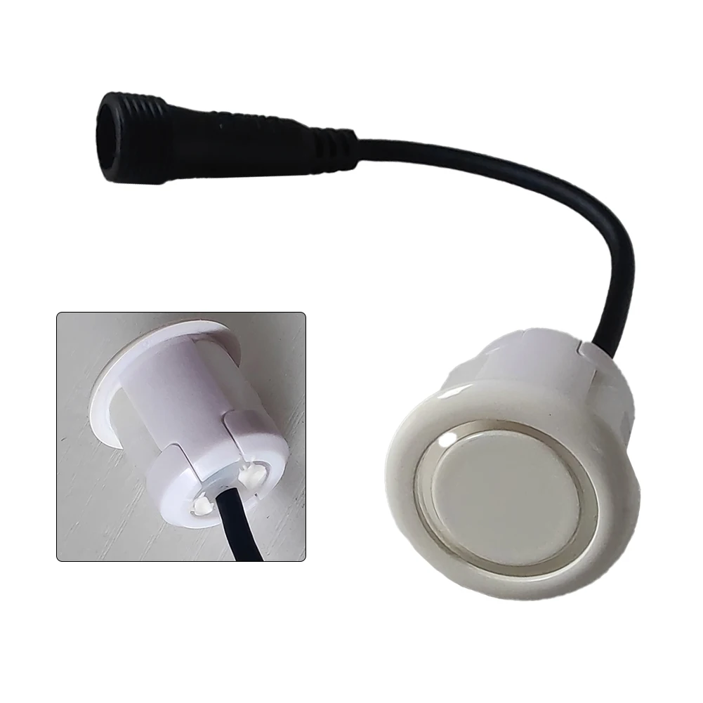 Zestaw czujników parkowania samochodowego, 1 sztuka, 18,5 mm, kabel 0,14 m, biały, wodoodporny czujnik parkowania cofania, akcesoria samochodowe z dźwiękiem.