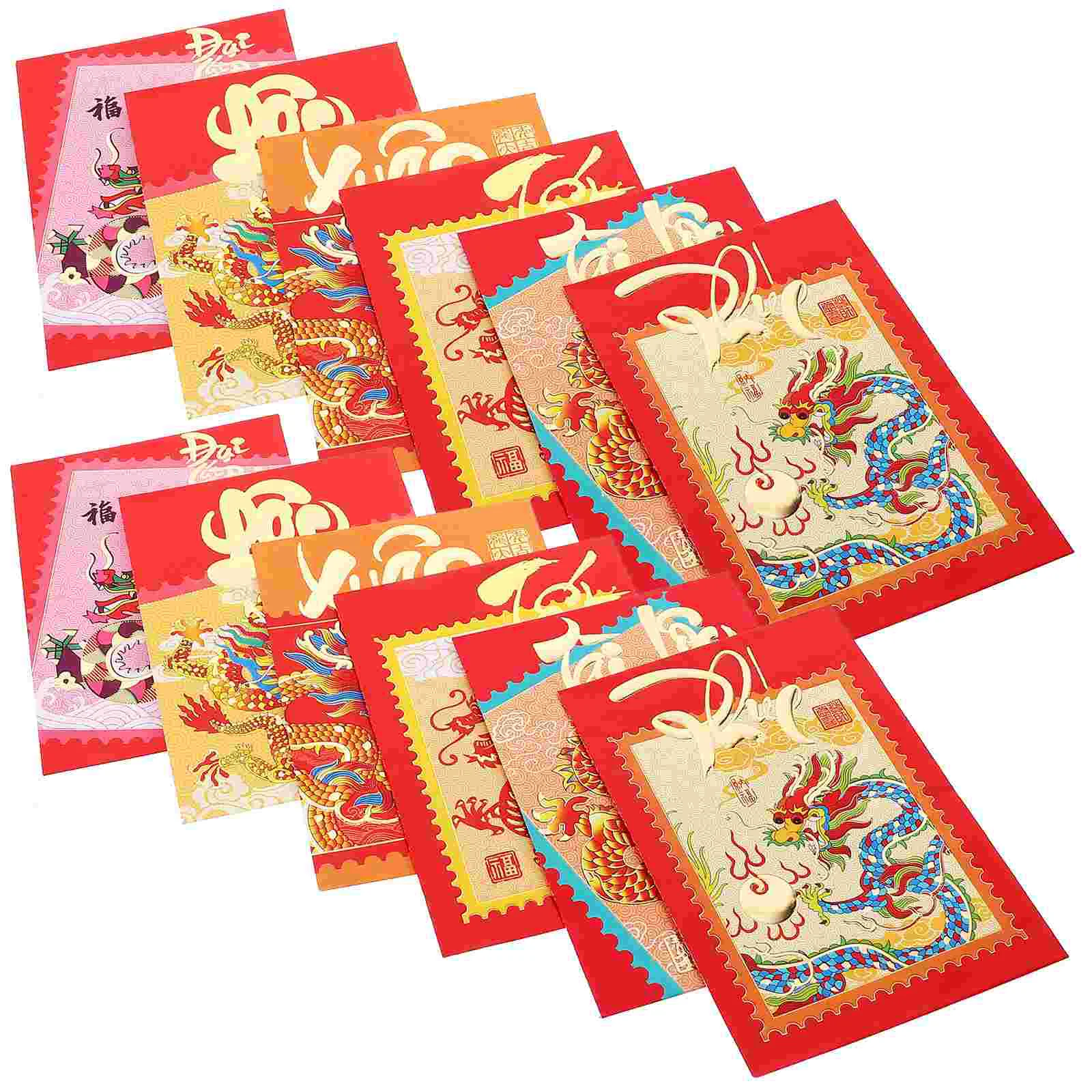 

30 Pcs 2024 Year of The Dragon Red Packet New Envelope Money Bag Envelopes Chinese Paper Packets Pocket Inflatable Festival