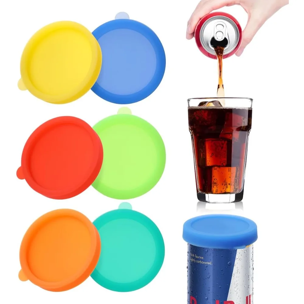 

Silicone Soda Can Lids, Reusable Can Covers/Toppers for Soda, Can Saver for Soda, Pop, Coke, Beverage, Fits Slim Standard Mini Cans (6 Pack, Assorted)