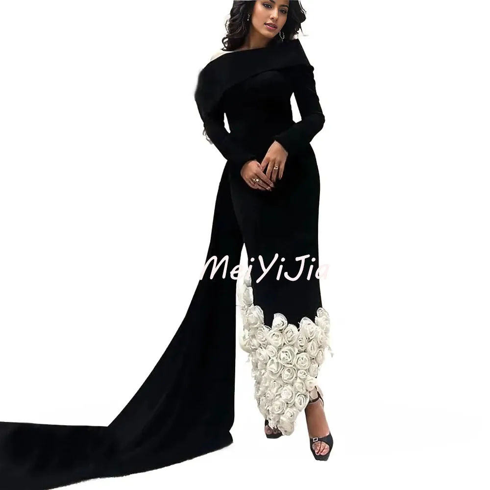 

Meiyijia Evening Dress One-shoulder Mermaid Long Sleeves Satin Saudi Arabia Sexy Evening Birthday Club Outfits Summer 2024