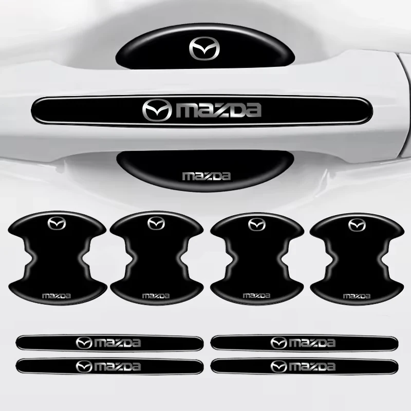 8PCS Door Handle Scratch Guard Sticker Fit Mazda 2 3 6 Axela Atenza CX-5 CX-3 CX-7 2017 2018 - Auto Exterior Protection Accessor