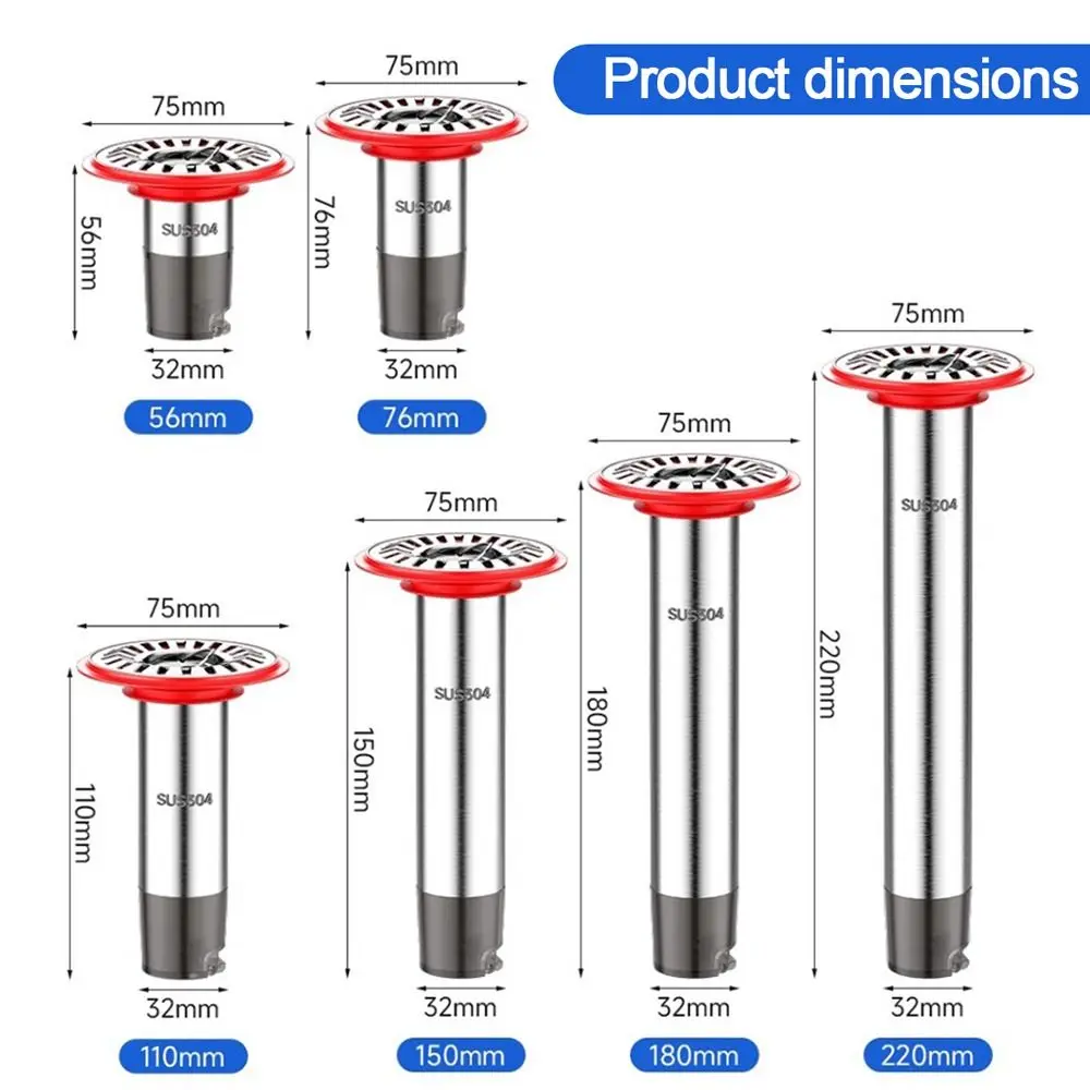 Stainless Steel Floor Drain Core Anti Odor Insect Proof Removable Seal Stopper Easy Install Odor Control Sewer Strainer Plug