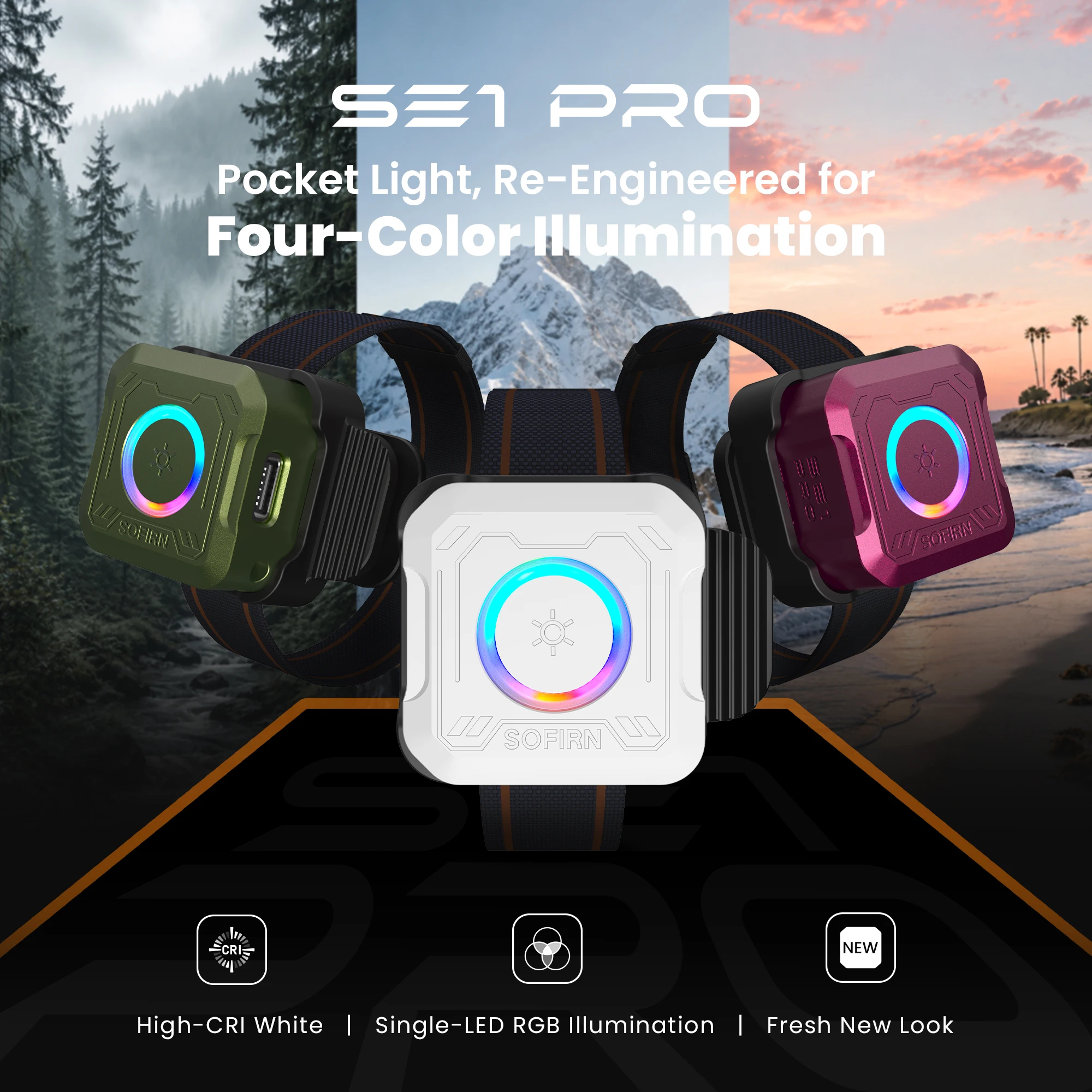 SOFIRN SE1 PRO EDC Keychain Flashlight RGB LED High CRI90 Magnetic Wristband Torch Type-C Rechargeable Portable Warning Light