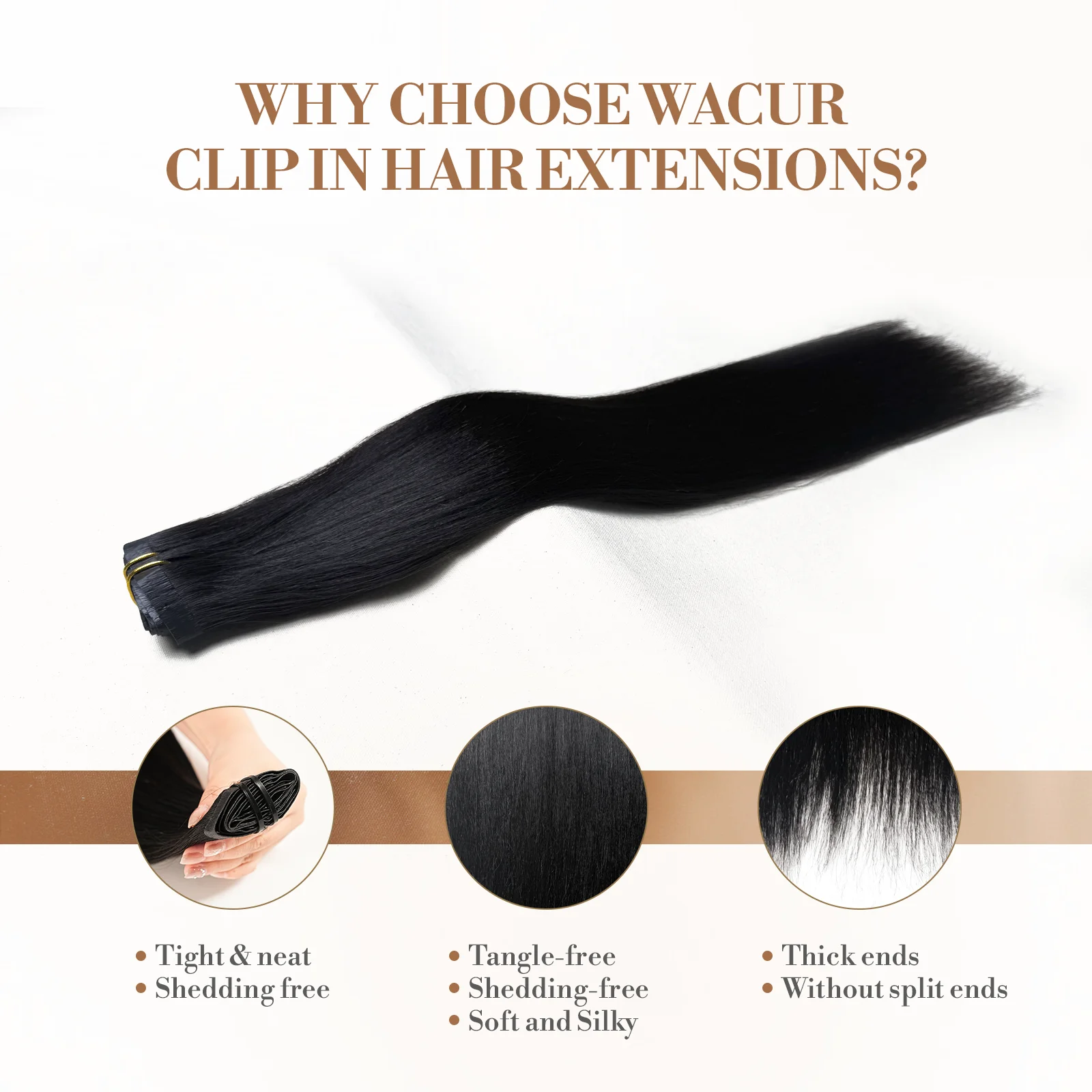 Raw Unprocessed 110g 6Pcs/Set Seamless PU Clips in #1B Natural Color Human Hair Extensions PU Weft Invisible Yaki Straight Hair