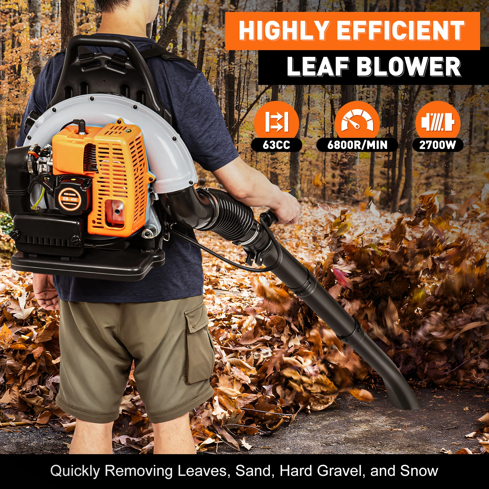 

Leaf Blower 63cc 2.7KW Gas Powered Convenient Garden Tools for Easily Handling Fallen Leaves