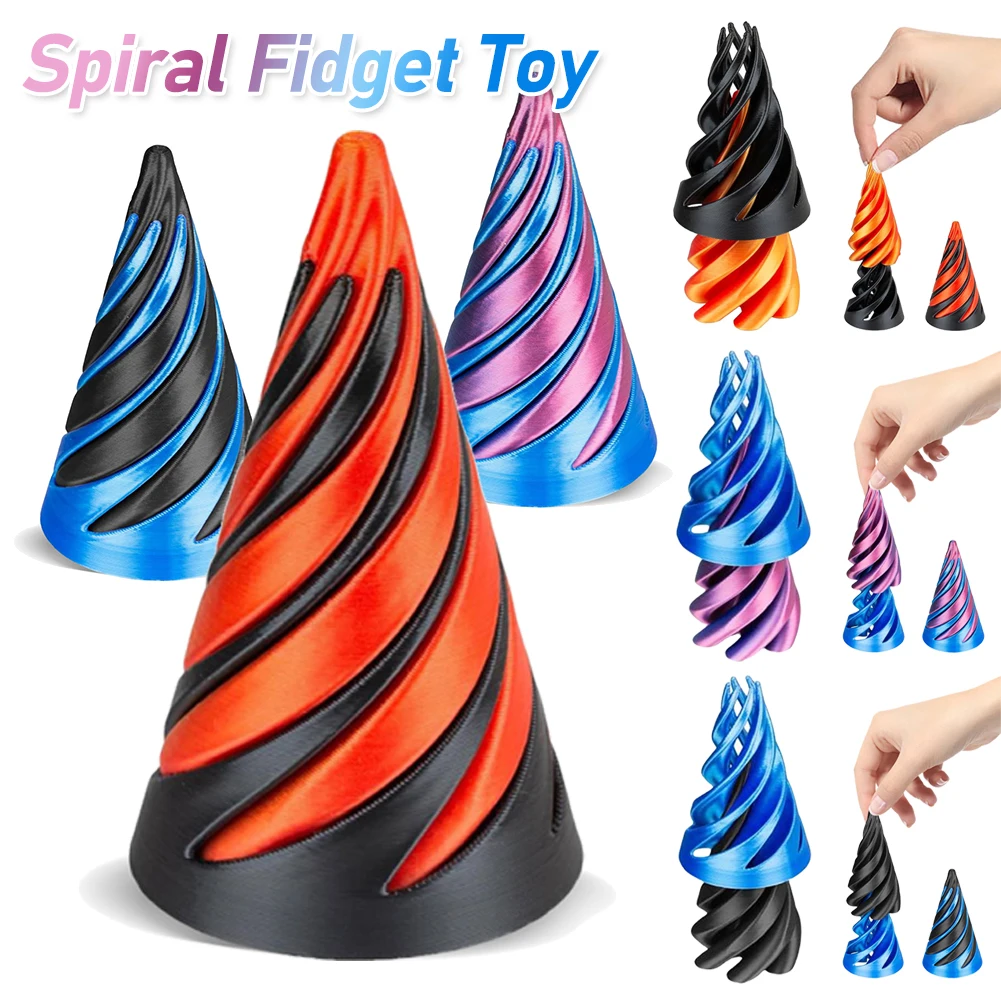 3D Printed Spiral Cone Toy Fidget Toys Pyramid Passthrough Sculpture Vortex Thread IllusionPass Through Pyramid Toy Gifts