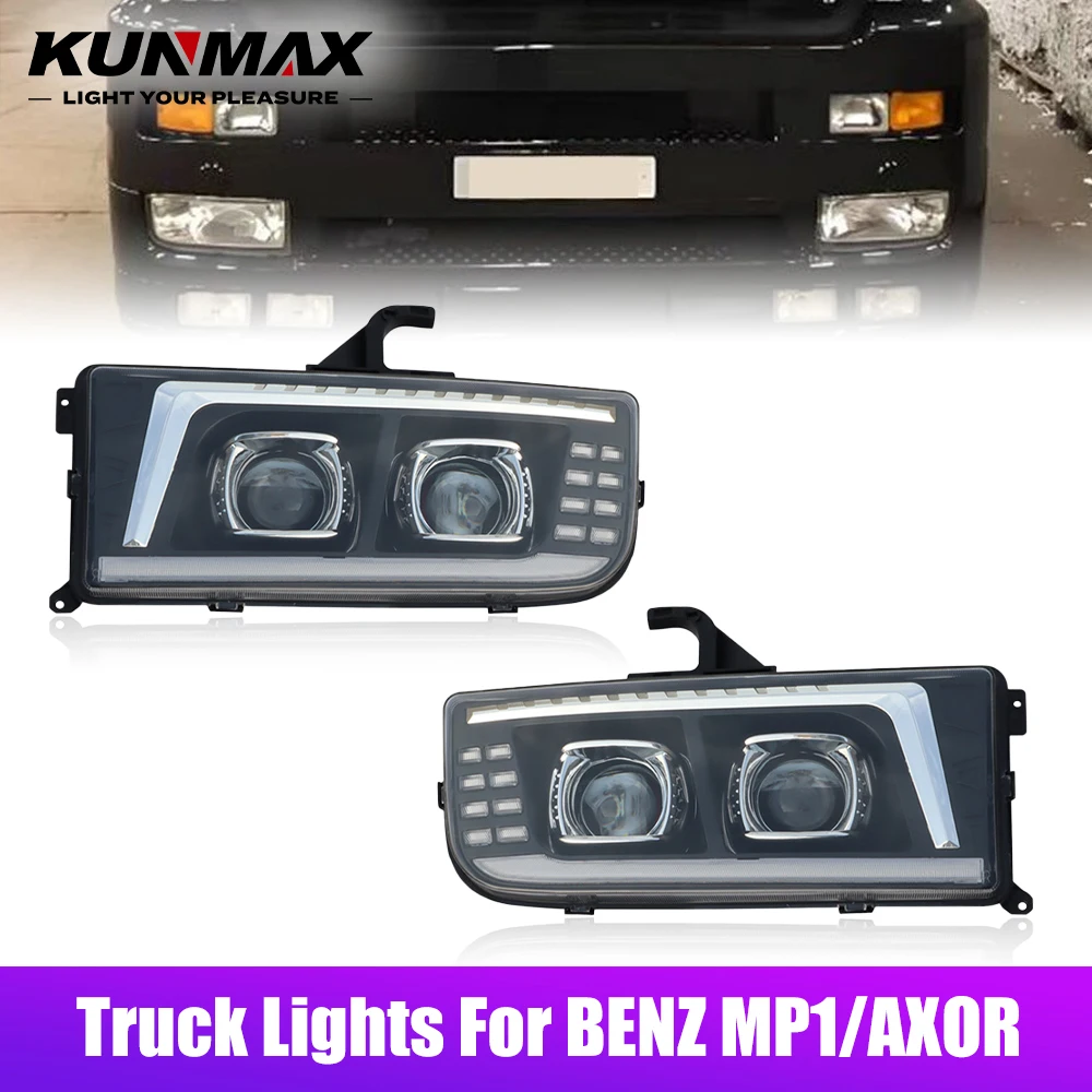 1PC LED Projector Headlight Assembly for BENZ MP1 AXOR Truck Lights Front Head Lamp with DRL And Turning Signal Car Headlights